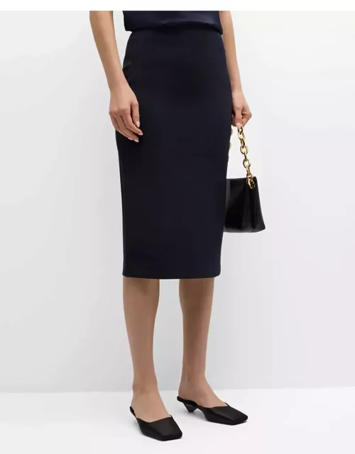 Stretch Crepe Midi Suiting Skirt