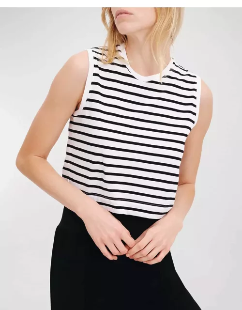 Classic Jersey Stripe Sleeveless Cropped Muscle Tee
