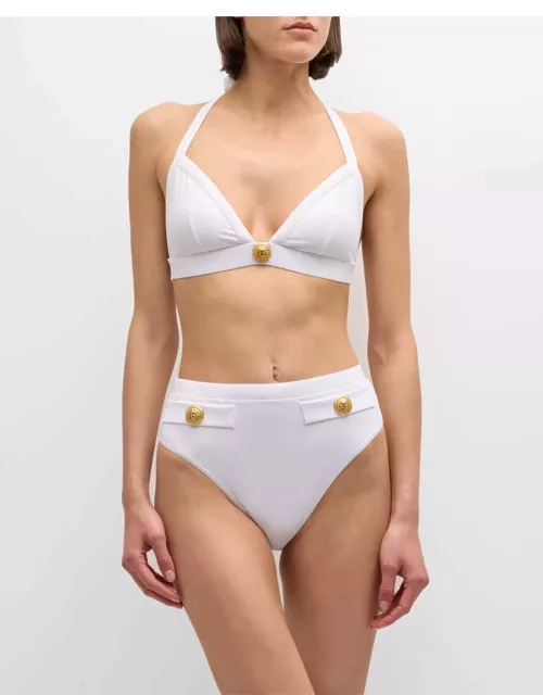 Embossed Button Two-Piece Swimsuit
