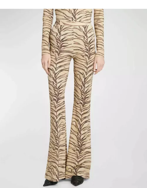 Tiger Print Flared Trouser
