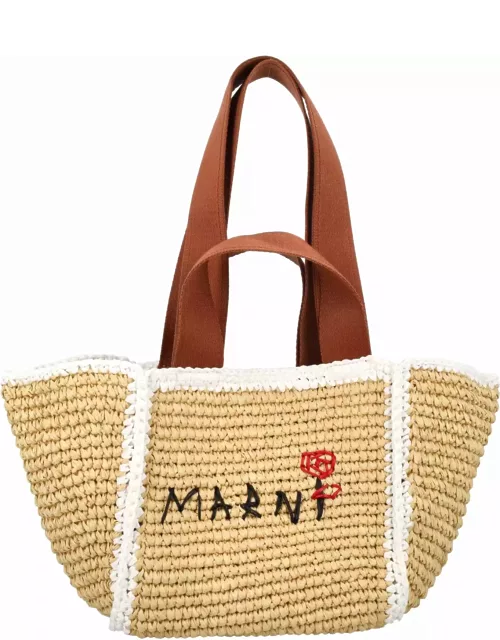Marni Raffia Effect Macramé Knitted Sillo Shopping Bag
