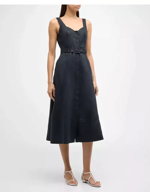 Arienne Belted A-Line Midi Dres