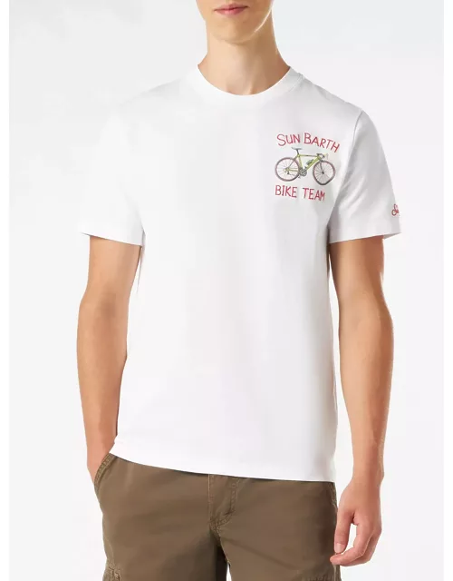 MC2 Saint Barth Man Cotton T-shirt With Bike Print