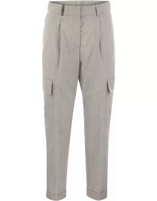 Peserico Cargo Trousers In Technical Viscose Canva