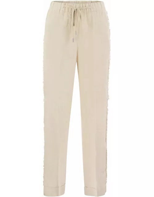 Peserico Linen Trousers With Side Fringe