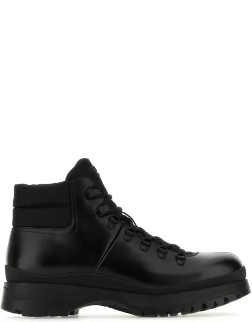 Prada Black Re-nylon And Leather Brixxen Ankle Boot