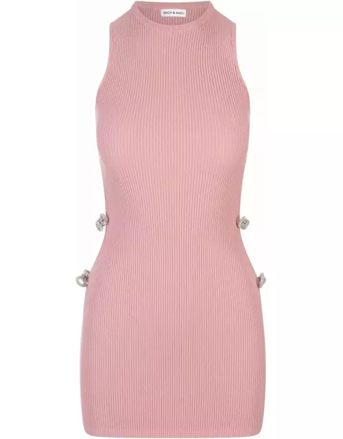 Mach & Mach Pink Stretch Mini Dress With Application