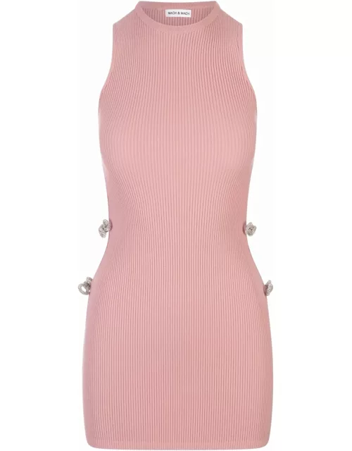 Mach & Mach Pink Stretch Mini Dress With Application