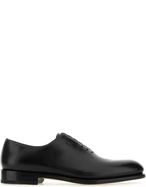 Ferragamo Black Leather Angiolo Lace-up Shoe