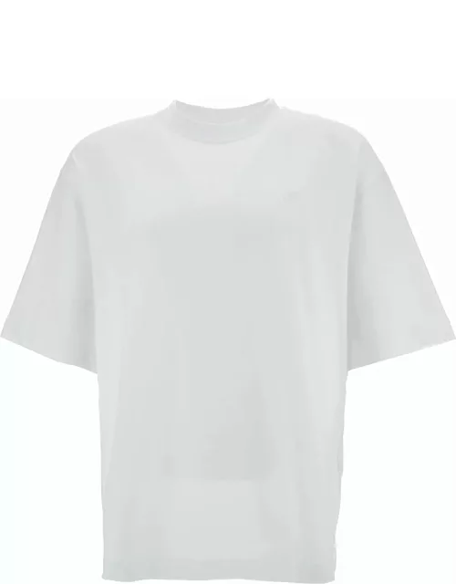 Off-White Crewneck T-shirt With Tonal Embroidery
