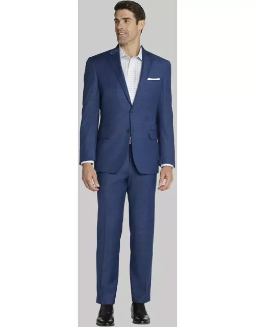 JoS. A. Bank Men's Tailored Fit Plaid Suit, Blue, 39 Regular
