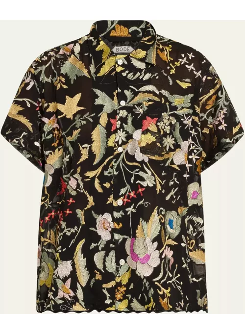 Heirloom Floral Button Down Silk Shirt