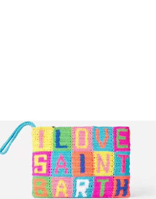 MC2 Saint Barth Parisienne Crochet Pouch Bag With I Love Saint Barth Writing