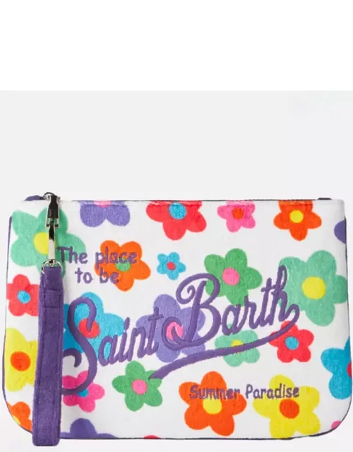 MC2 Saint Barth Parisienne Terry Pouch Bag With Multicolor Daisy Print
