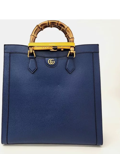 Gucci Blue Leather Large Diana Tote Bag