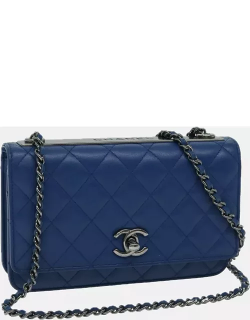 Chanel Blue Leather Trendy CC Wallet On Chain