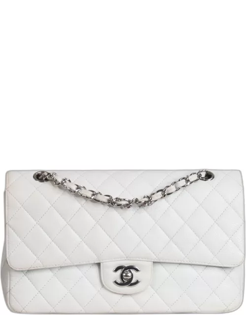 Chanel White Leather Classic Double Flap Bag