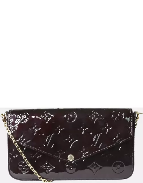 Louis Vuitton Burgundy Monogram Vernis Leather Pochette Felicie Clutch Bag