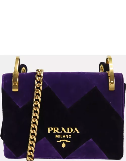 Prada Purple velvet Cahier shoulder bag