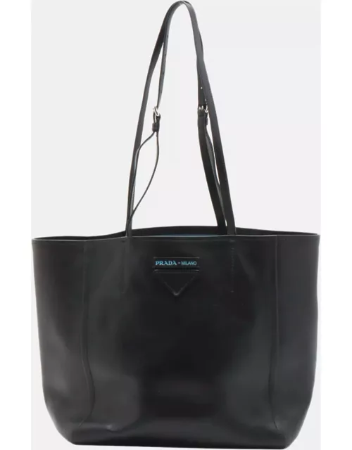 Prada Black Leather Tote Bag