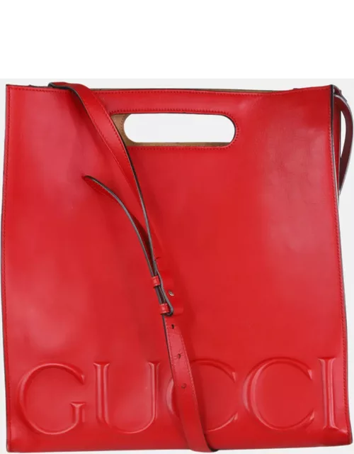 Gucci Red Leather XL Linear tote bag
