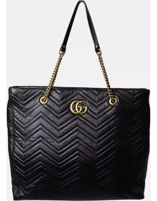 Gucci Black leather GG Marmont Matelassé Tote bag