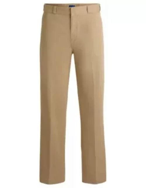 Baggy-fit trousers in cotton twill- Beige Men's Casual Pant