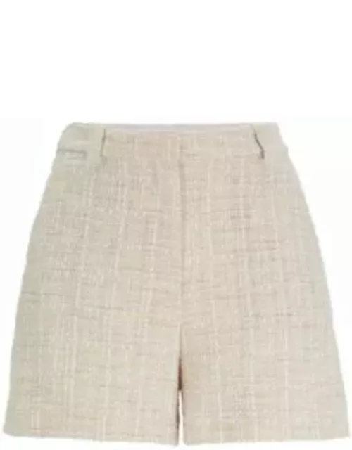 Relaxed-fit tweed shorts with belt loops- Patterned Women's Be Your Own BOS