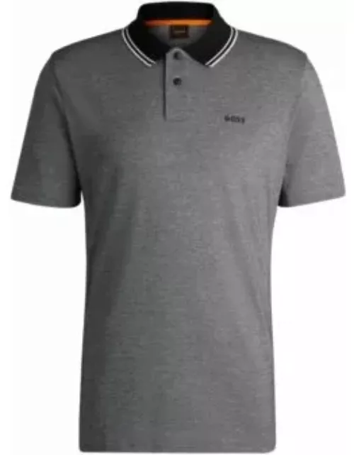 Logo-print polo shirt in Oxford-piqu cotton- Black Men's Polo Shirt