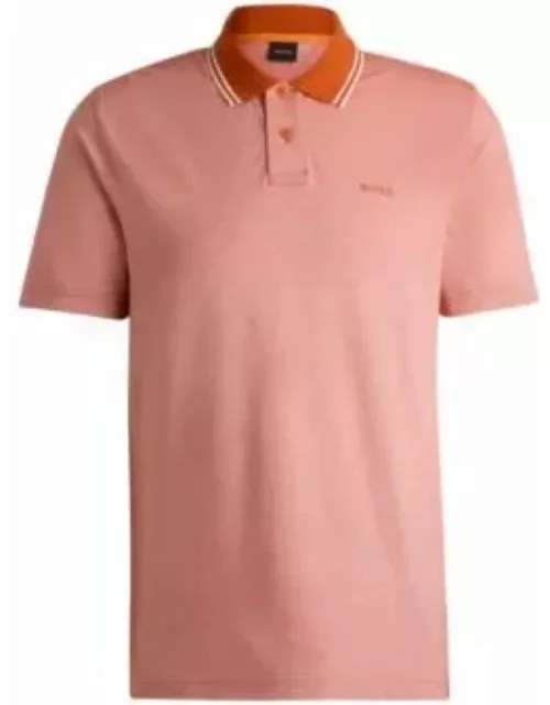 Logo-print polo shirt in Oxford-piqu cotton- Light Orange Men's Polo Shirt