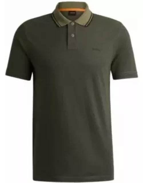 Logo-print polo shirt in Oxford-piqu cotton- Light Green Men's Polo Shirt
