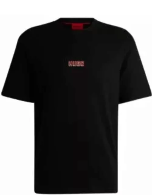 Relaxed-fit T-shirt in cotton with large rear logos- Black Men's T-Shirt