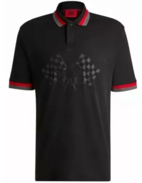 HUGO x RB relaxed-fit polo shirt with signature bull motif- Black Men's HUGO x RB