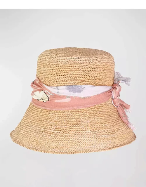 Lampshade Crocheted Bucket Hat With a Tied Band