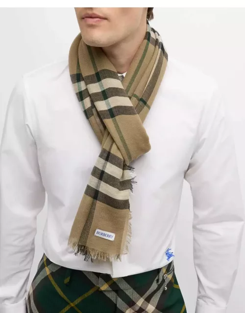 Men's Wool Giant Check Scarf