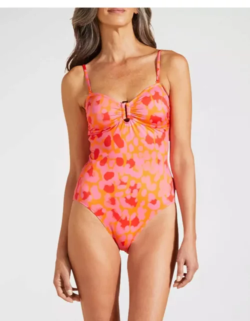 Abstract Leopard Printed One-Piece Swimsuit