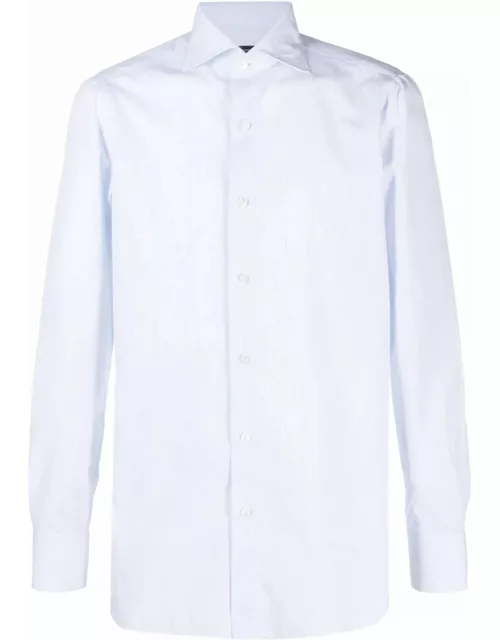 Finamore White And Light Blue Cotton Shirt