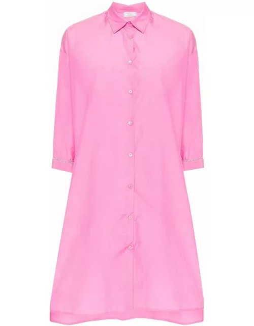 Peserico Pink Cotton Blend Shirt Dres
