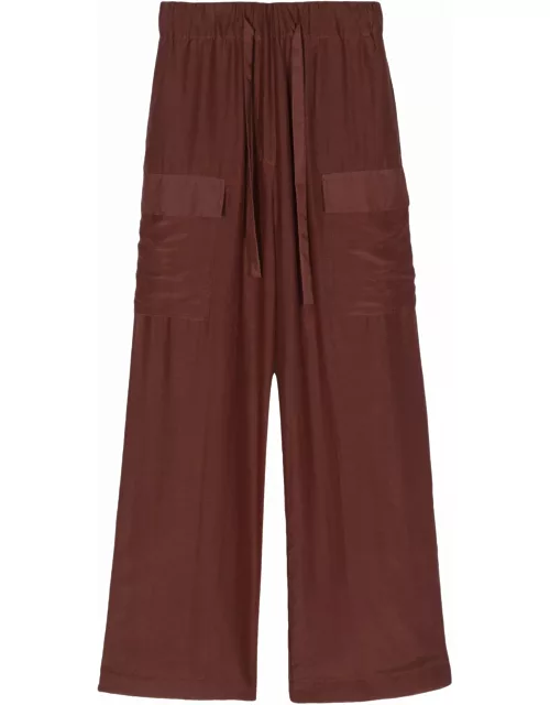 SEMICOUTURE Brown Cotton-silk Blend Trouser