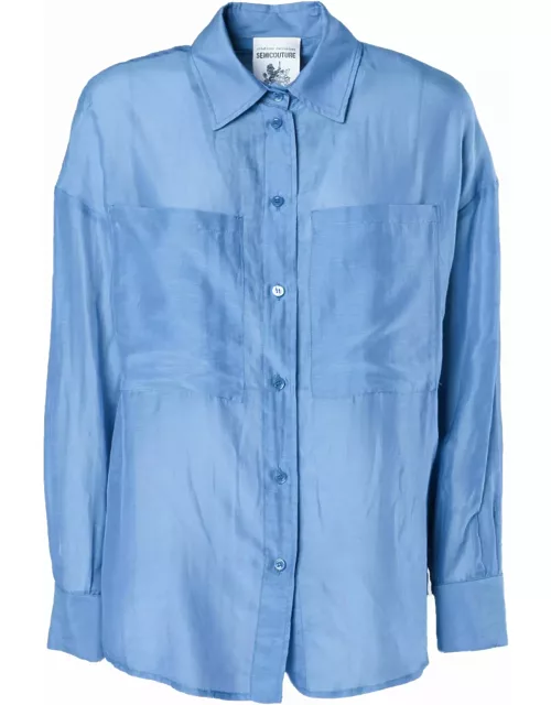 SEMICOUTURE Blue Silk Blend Shirt
