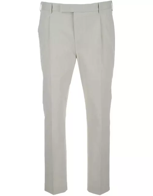 PT01 White Dieci Slim Fit Trousers In Cotton Blend Man