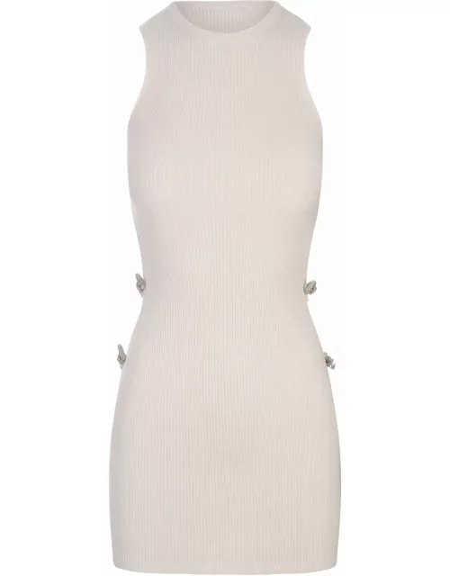 Mach & Mach White Stretch Mini Dress With Application