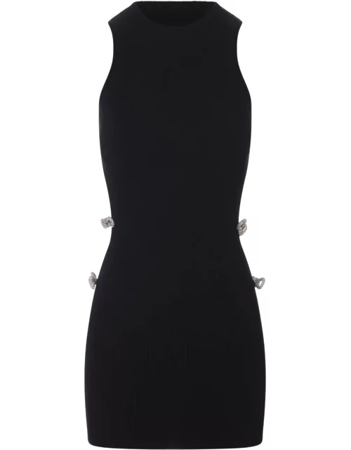 Mach & Mach Black Stretch Mini Dress With Application