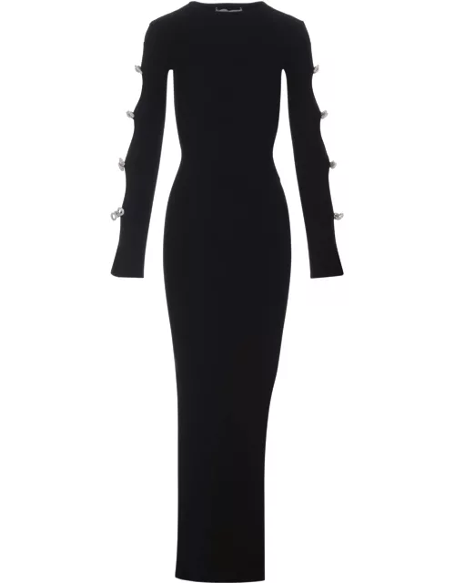 Mach & Mach Long Black Stretch Dress With Application