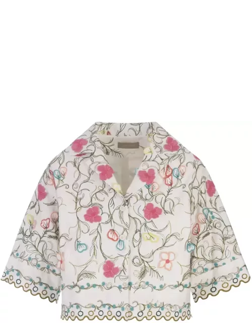 Elie Saab Cotton Embroidered Garden Jacket