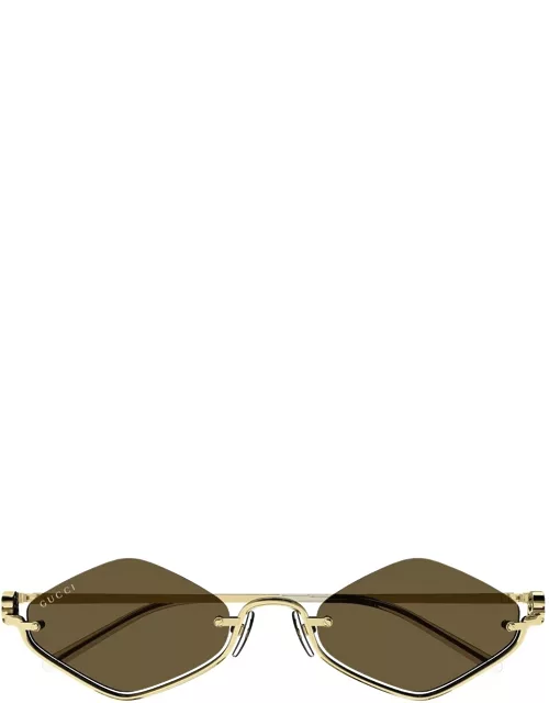 Gucci Eyewear Gg1604s Linea Gg Logo 002 Gold Brown Sunglasse