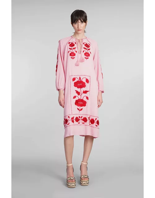 Antik Batik Ila Dress In Rose-pink Cotton