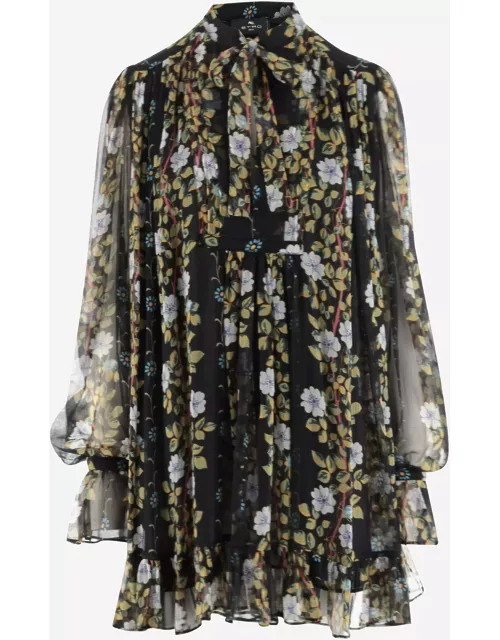 Etro Short Silk Caftan Dress With Floral Print
