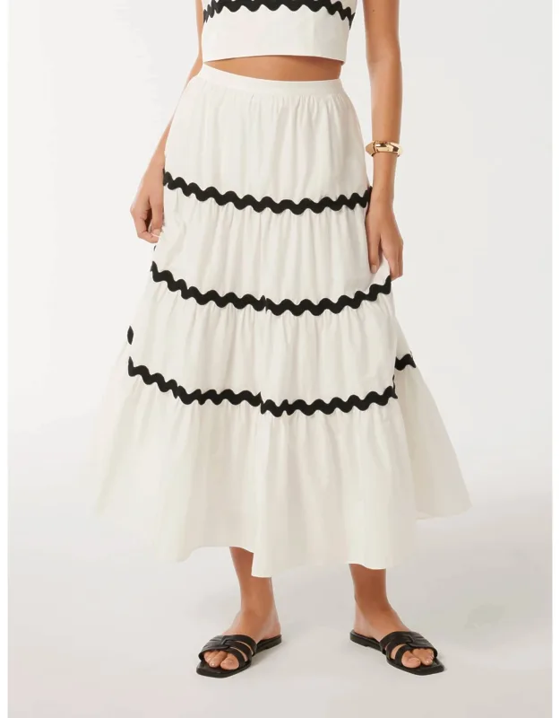 Forever New Women's Lissy Ric Rac Maxi Skirt in Porcelain Co-Ord