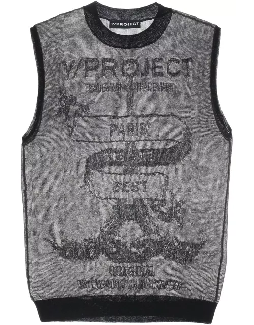 Y/Project Logo Intarsia Knitted Semi-sheer Jumper